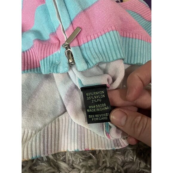 sylvia oh by le mieux studio Knit Sweater Full Zip Floral Bright - Picture 4 of 6